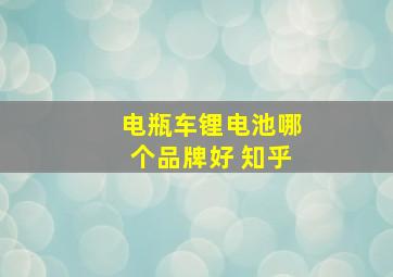 电瓶车锂电池哪个品牌好 知乎